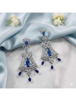 Opal Touch - Blue-White Rhodium Earrings
