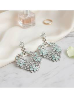 Opal Touch - Vibrant Mint Green Rhodium Earrings