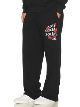 Anti Social Social Club - Embroidered Rose Men's Relaxed Joggers Black