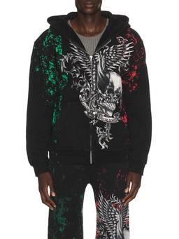 Affliction - Fuerza Regida Men's Graphic Crystal Zip-Up Hoodie Multi-Color