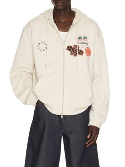 ALLSAINTS - Patcher Men's Zip-Up Hooded Graphic Hoodie Off White