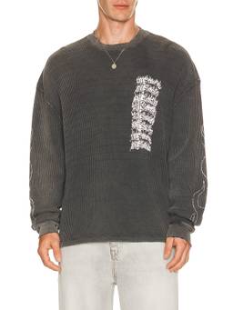 ALLSAINTS - Thermal Men's Graphic Crew Neck Sweatshirt Charcoal