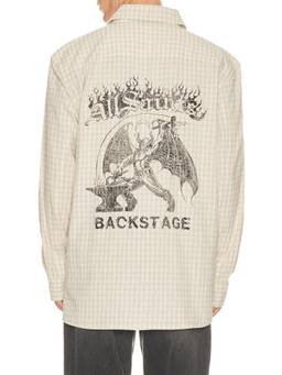 ALLSAINTS - Repeater Men's Graphic Checked Button-Down Shirt Beige