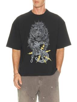 ALLSAINTS - Iron Tiger Men's Graphic Print Crew Neck T-Shirt Black
