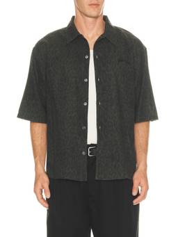 ALLSAINTS - Leopardo Men's Animal Print Short Sleeve Button-Down Shirt Green