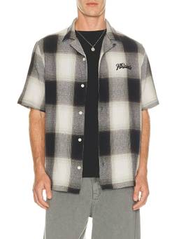 ALLSAINTS - Fade Out Men's Logo Detail Short Sleeve Button-Down Shirt Black