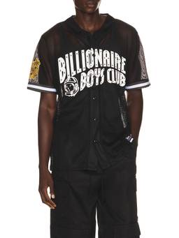 Billionaire Boys Club - Dugout Jersey Men's Graphic Mesh Button-Down Shirt Black