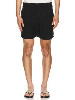 Bather - Linen Leisure Men's Drawstring Lightweight Linen Shorts Black