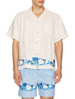 Bather - Pearl Lawn Men's Linen Camp Shirt Off White