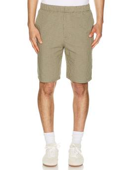 Bound - Gingham Men's Mid-Waist Cotton Twill Shorts Olive