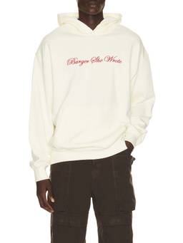 Brixton - Burger She Wrote Men's Embroidered Graphic Hooded Hoodie Off White