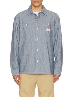 Brixton - Trademark Men's Chambray Button-Down Shirt Blue