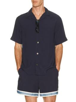 CHE - Valbonne Men's Twill Short Sleeve Button-Down Shirt Orange