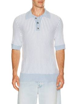 CHE - Roca Men's Striped Collar Neck Polo T-Shirt Blue