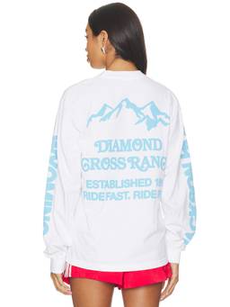Diamond Cross Ranch - Trailblazer Unisex Logo Print Crew Neck Long Sleeve T-Shirt White