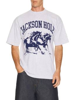 Diamond Cross Ranch - Blue Horses Men's Graphic Print Crew Neck T-Shirt White