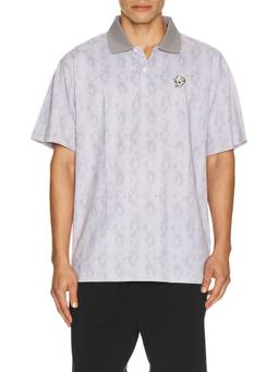 Devereux Golf - The Rattler Men's Printed Collar Neck Polo T-Shirt Grey