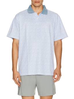 Devereux Golf - Nomad Men's Geometric Print Collar Neck Polo T-Shirt Blue
