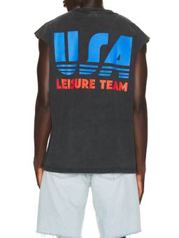 Duvin Design - USA Leisure Men's Graphic Logo Sleeveless Tank Top Black