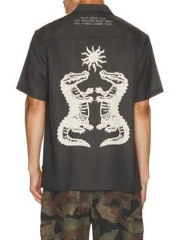 Duvin Design - Gator Men's Graphic Printed Button-Down Shirt Black