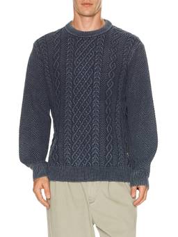 Dark Seas - Big Sur Men's Cable Knit Crew Neck Sweater Navy Blue