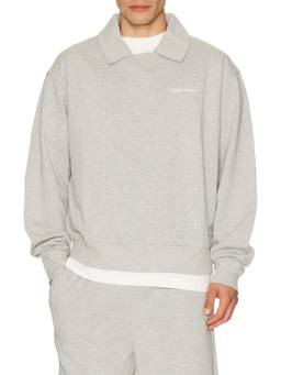 Daily Paper - Oversized Dias Men's Embroidered Logo Collared Sweatshirt Grey