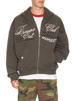 DRMERS CLUB - Cursive Men's Graphic Zip-Up Hoodie Charcoal