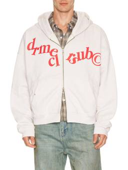 DRMERS CLUB - Hanging Letters Men's Graphic Zip-Up Hoodie White