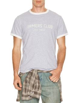 DRMERS CLUB - Practice Ringer Men's Logo Print Crew Neck T-Shirt Grey