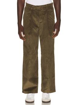 House of Sunny - Pleated Men's Wide-Leg Corduroy Trousers Olive