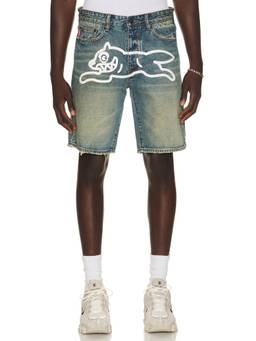 ICECREAM - Blueberry Yogurt Men's Distressed 5-Pocket Denim Shorts Blue