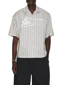ICECREAM - Giant Men's Striped Poplin Short Sleeve Button-Down Shirt White