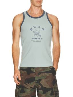 Jungles - Read More Books Men's Graphic Ribbed Jersey Tank Top Blue