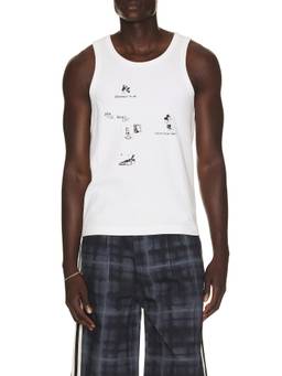 Jungles - No Where To Go Men Graphic Ribbed Jersey Tank Top White