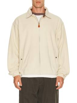 KAPPY DESIGN - Men's Cotton Fleece Zippered Bomber Jacket Cream