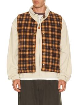 KAPPY DESIGN - Reversible Men's Check Waist Coat Brown