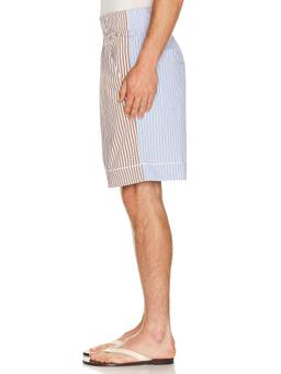 KROST - Striped Men's Elastic Waist Poplin Shorts Multi-Color