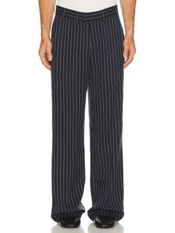 KROST - Elliott Men's Pinstripe Straight Leg Formal Trousers Navy Blue