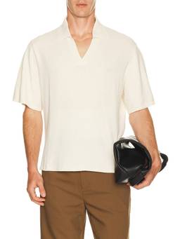 KROST - Crepe Knit Men's Textured Collar Neck Polo T-Shirt Off White