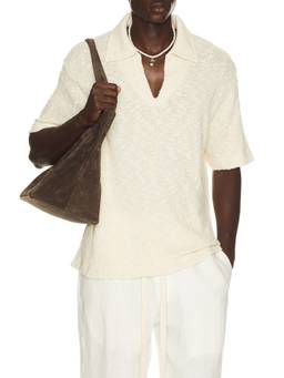 KROST - Textured Knit Men's Collar Neck Polo T-Shirt Off White