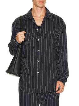 KROST - Pinstripe Men's Lightweight Twill Button-Down Shirt Navy Blue