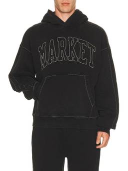 Market - Big Stitch Men's Embroidered Hooded Pullover Hoodie Black