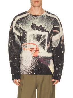 Market - Break The Backboard Men's Printed Crew Neck Sweater Multi-Color