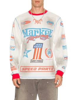 Market - Speed Part Men's Thermal Graphic Crew Neck Long Sleeve T-Shirt White