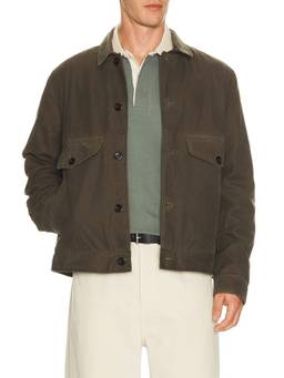 Marine Layer - Waxed Men's Canvas Trucker Jacket Olive