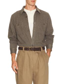 Marine Layer - Pacifica Stretch Twill Men's Patch Pocket Overshirt Brown