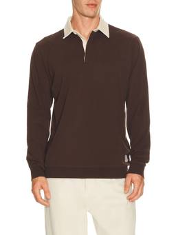 Marine Layer - Sueded Men's Button Placket Collar Neck Polo T-Shirt Brown