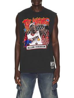 Mitchell & Ness - NBA Men's Graphic Sleeveless Raw-Cut Hem Tank Top Black