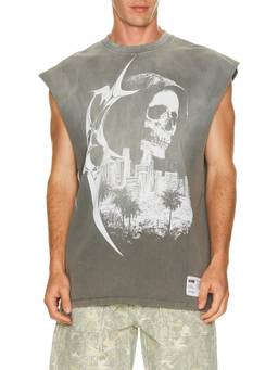 Memory Lane - Night Watcher Men Graphic Sleeveless Tank Top Grey