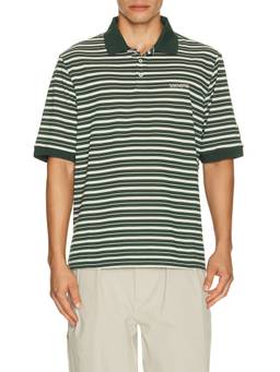 Manors Golf - GOAT Pique Men's Striped Polo T-Shirt Green